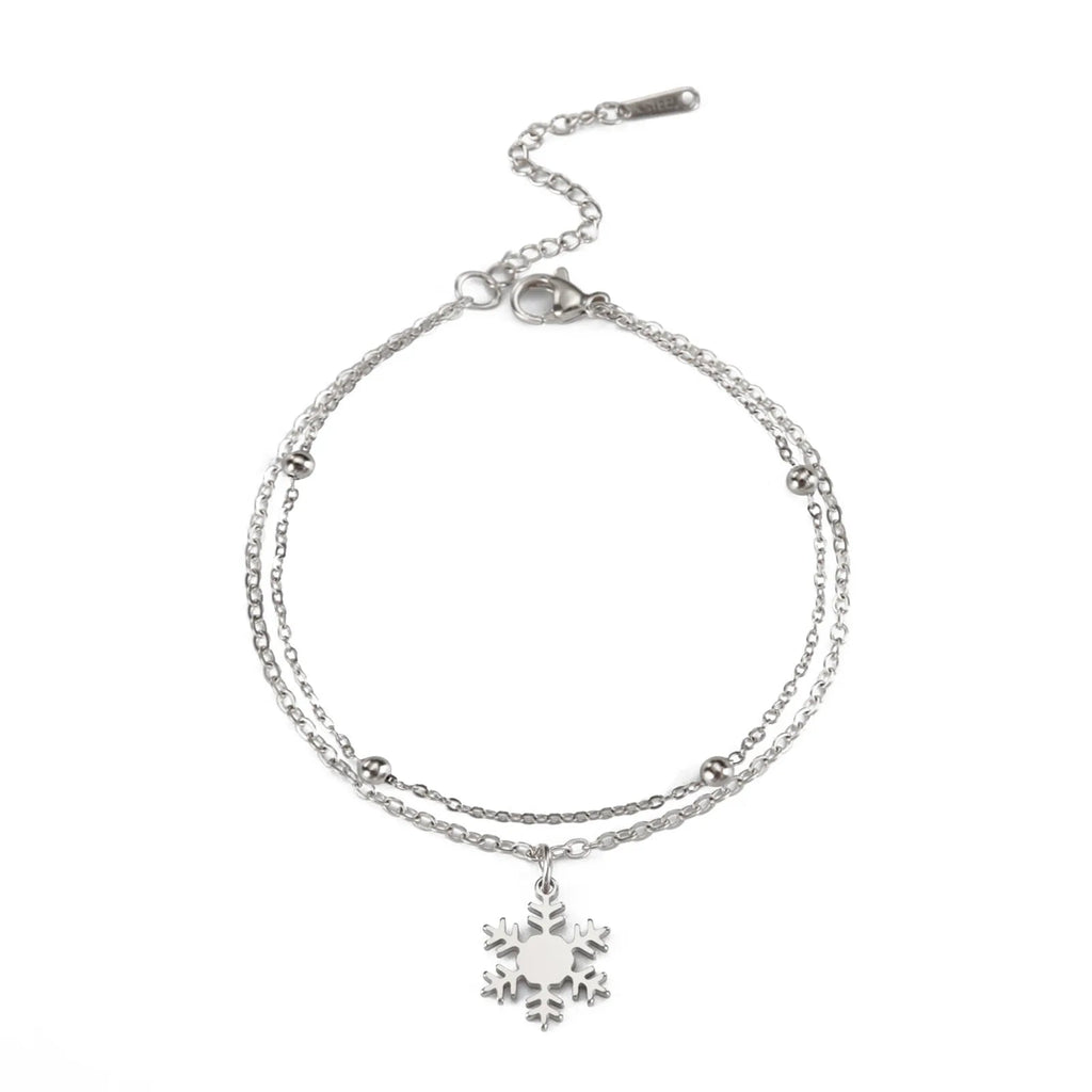 Pulsera Copo de Nieve Gourmette Invierno plata