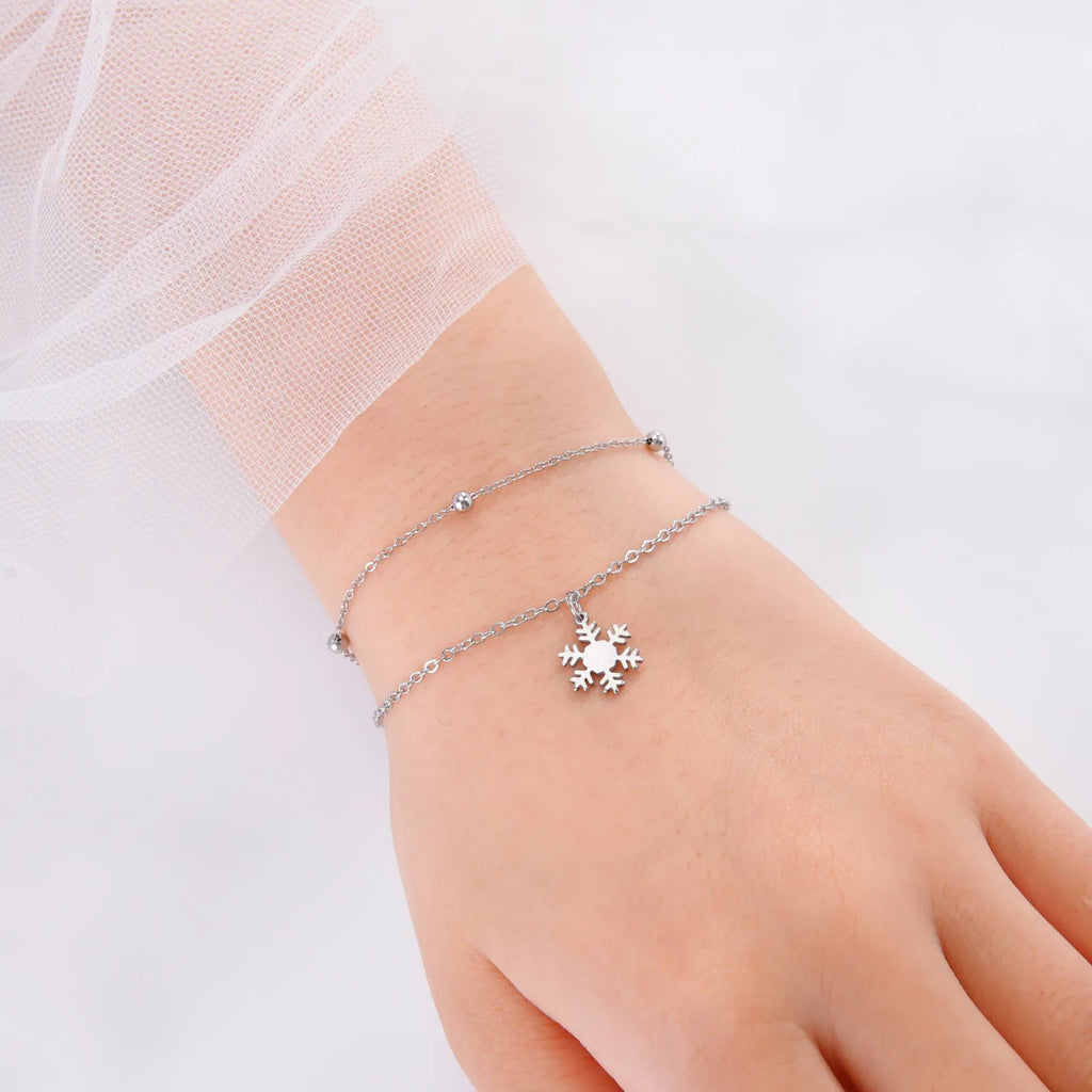 Pulsera Copo de Nieve Gourmette Invierno plata