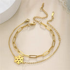 Pulsera Copo de Nieve Invierno Doble oro
