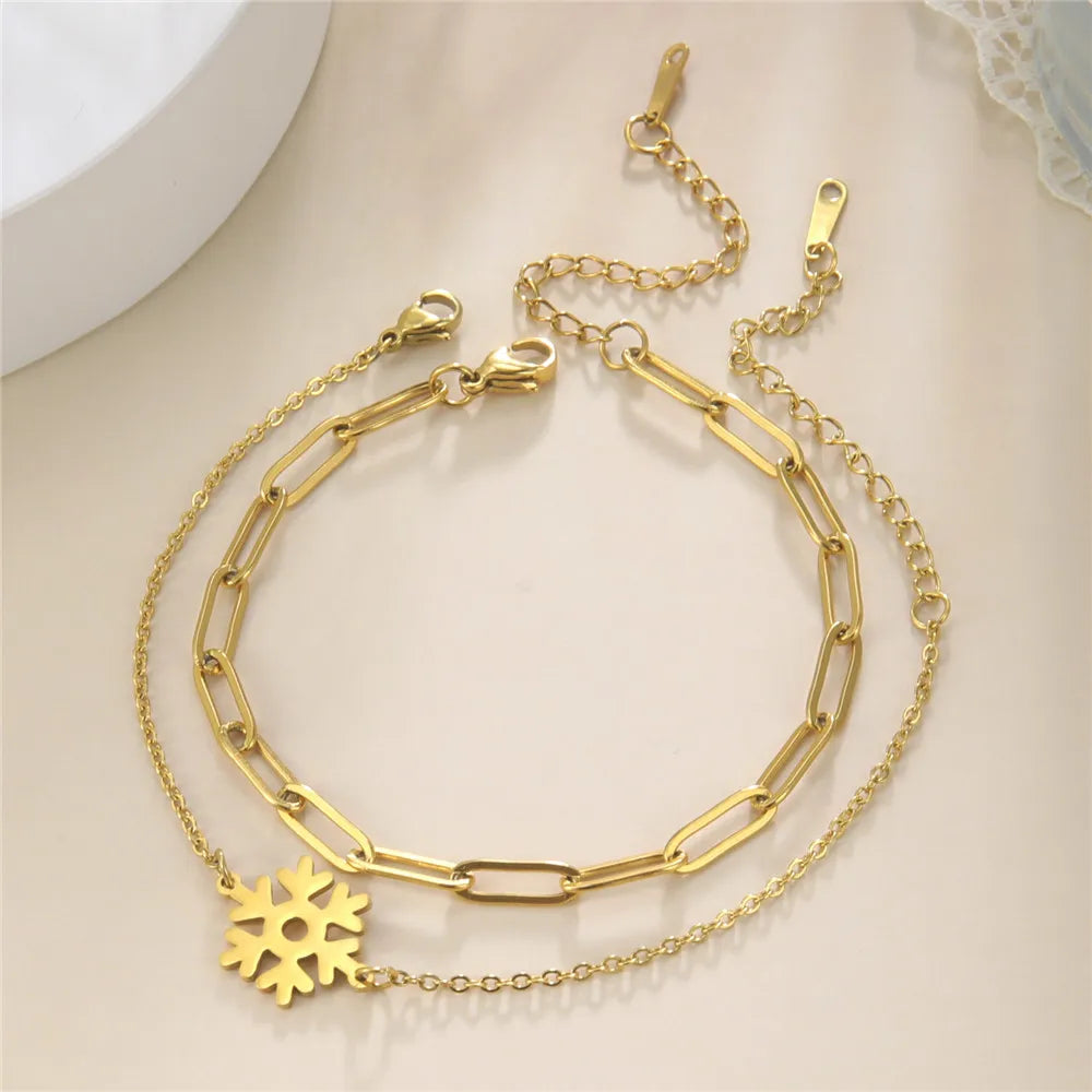 Pulsera Copo de Nieve Invierno Doble oro