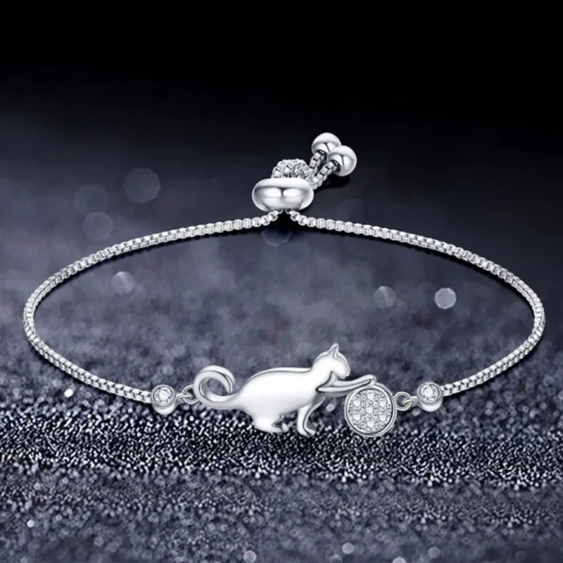 Pulsera Gourmette Gato Circonio plata
