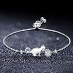 Pulsera Gourmette Gato Circonio plata