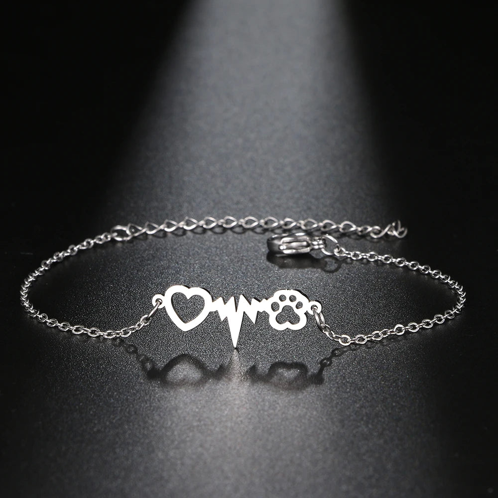 Pulsera Gourmette Corazón Huella plata