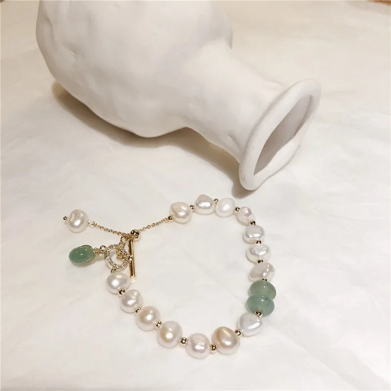 Pulsera Gourmette para Mujer con perlas naturales