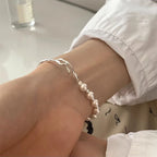 Pulsera Gourmette con Hermosas Perlas Blancas