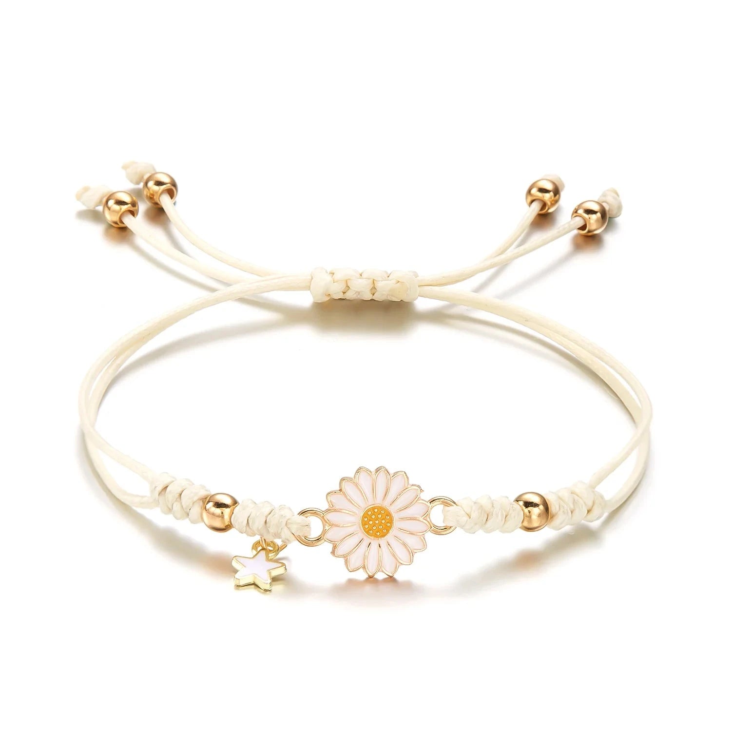 Pulsera gourmette Flor de Margarita blanca