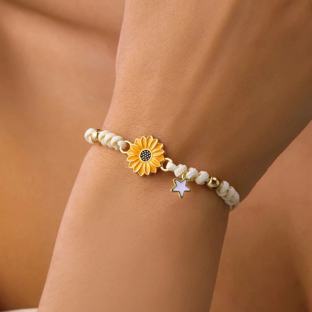 Pulsera gourmette Flor de Margarita amarilla