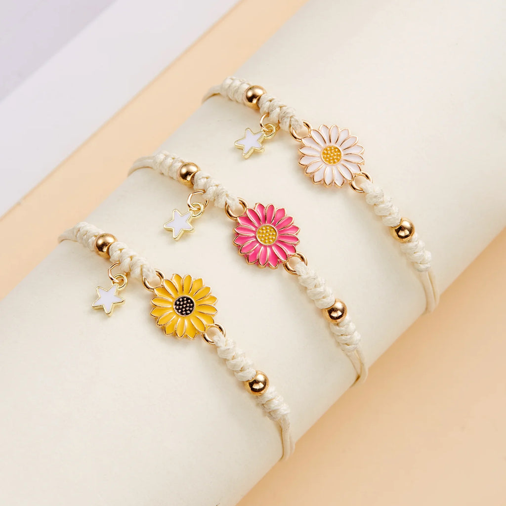 Pulsera gourmette Flor de Margarita rosa