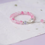 Pulsera Gourmette Flor en Cristal rosa