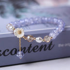 Pulsera Gourmette Flor en Cristal azul