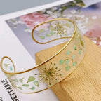 Pulsera Gourmette Flor en Resina Transparente verde a