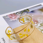 Pulsera Gourmette Flor en Resina Transparente amarilla a