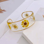Pulsera Gourmette Flor en Resina Transparente amarilla b