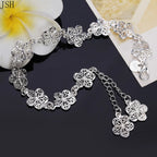 Pulsera Gourmette Flores 5 Pétalos Plateadas