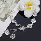 Pulsera Gourmette Flores 5 Pétalos Plateadas