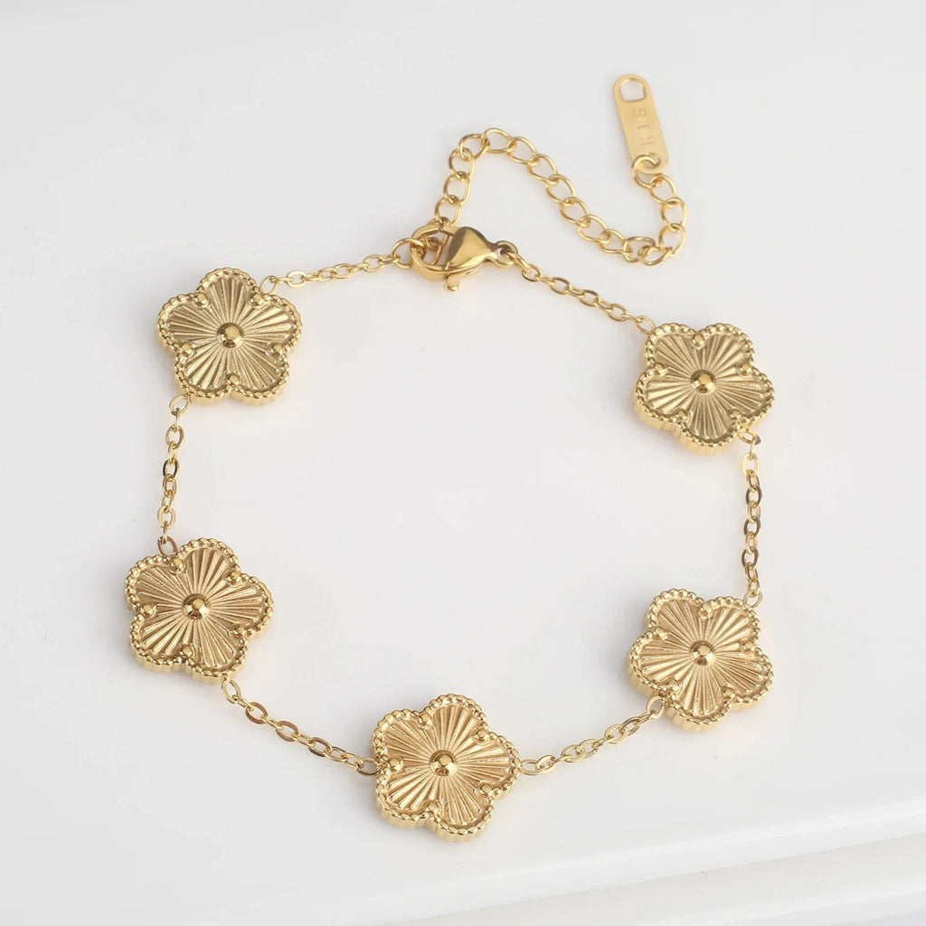 Pulsera Gourmette Flores de 5 Pétalos oro