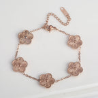 Pulsera Gourmette Flores de 5 Pétalos oro rosa