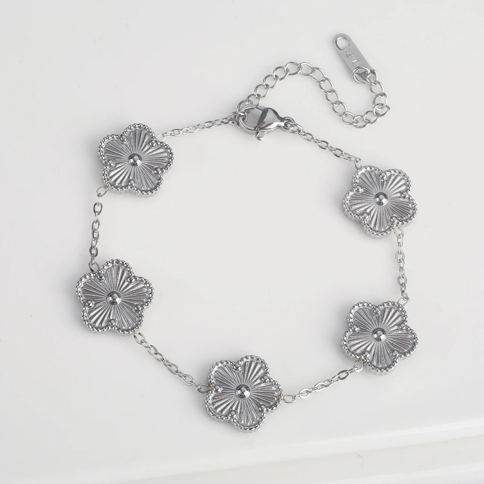 Pulsera Gourmette Flores de 5 Pétalos plata