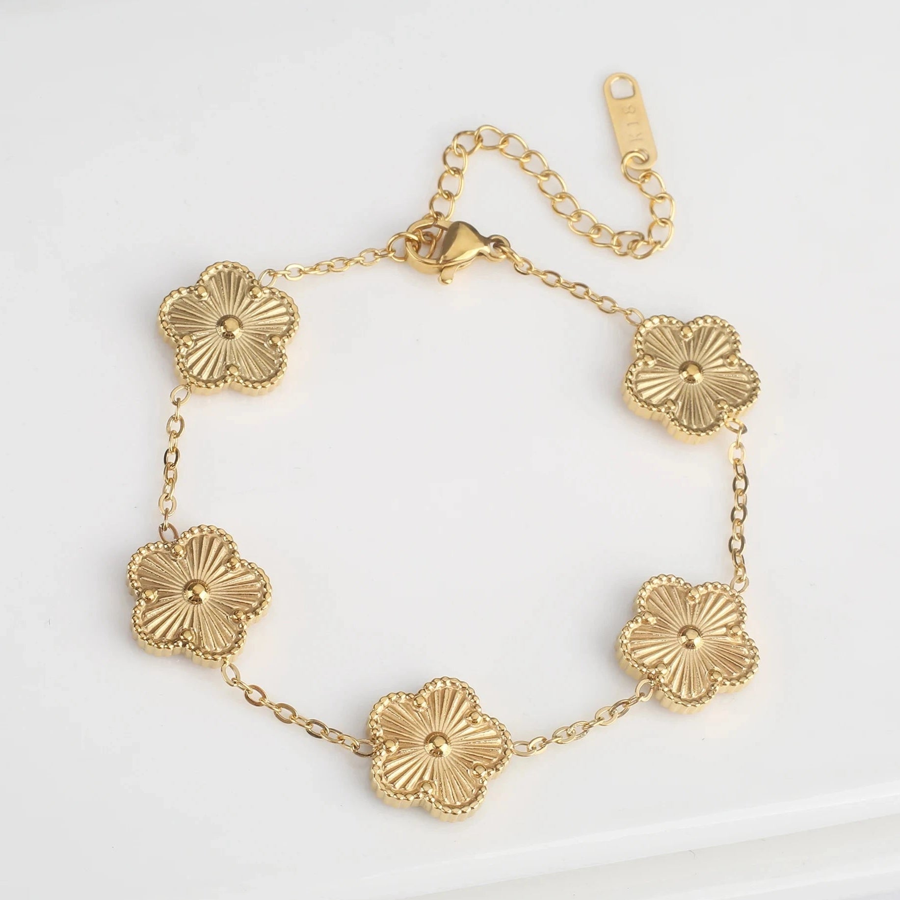 Pulsera Gourmette Flores de 5 Pétalos oro