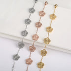 Pulsera Gourmette Flores de 5 Pétalos oro rosa
