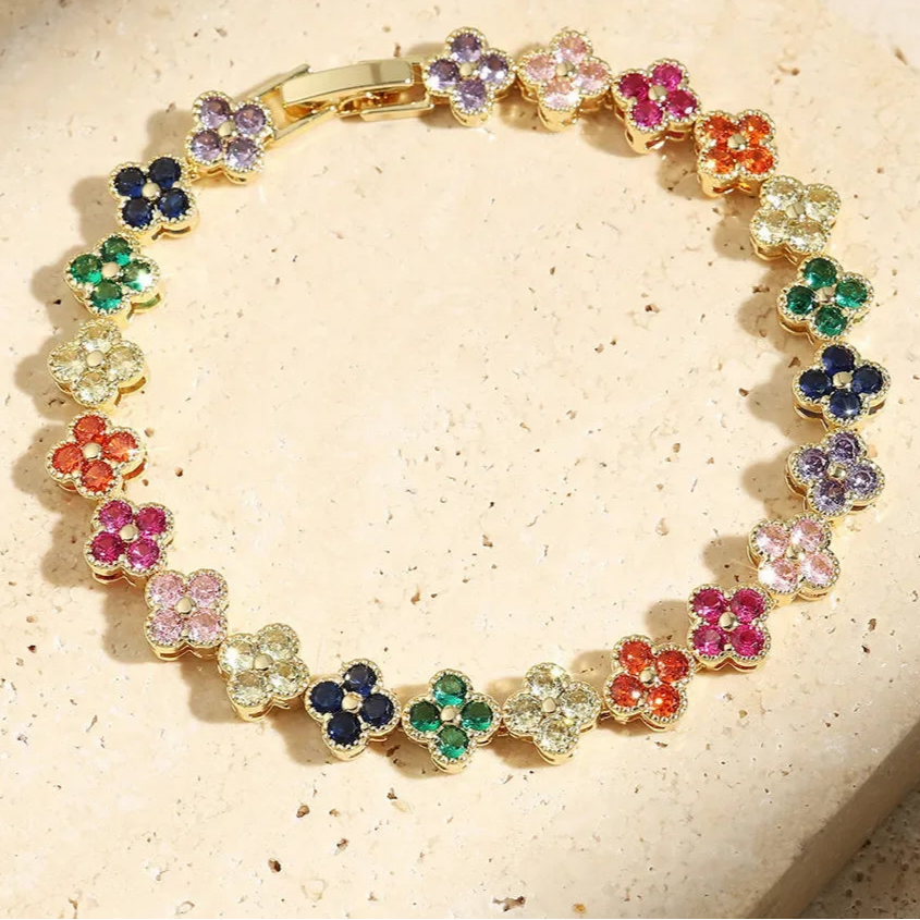 Pulsera Gourmette Flores de Margarita de Color oro