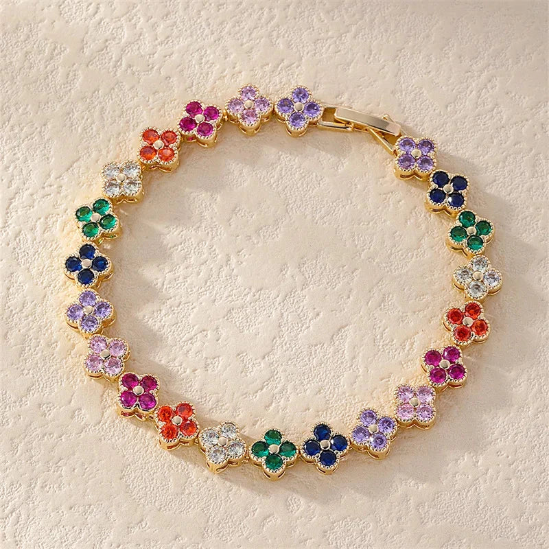 Pulsera Gourmette Flores de Margarita de Color oro