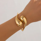 Pulsera Gourmette Grandes Gotas de Agua Asimétricas oro