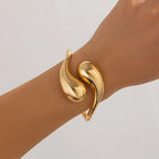Pulsera Gourmette Grandes Gotas de Agua Asimétricas oro