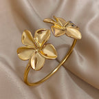 Pulsera Gourmette Grandes Flores de 5 Pétalos oro