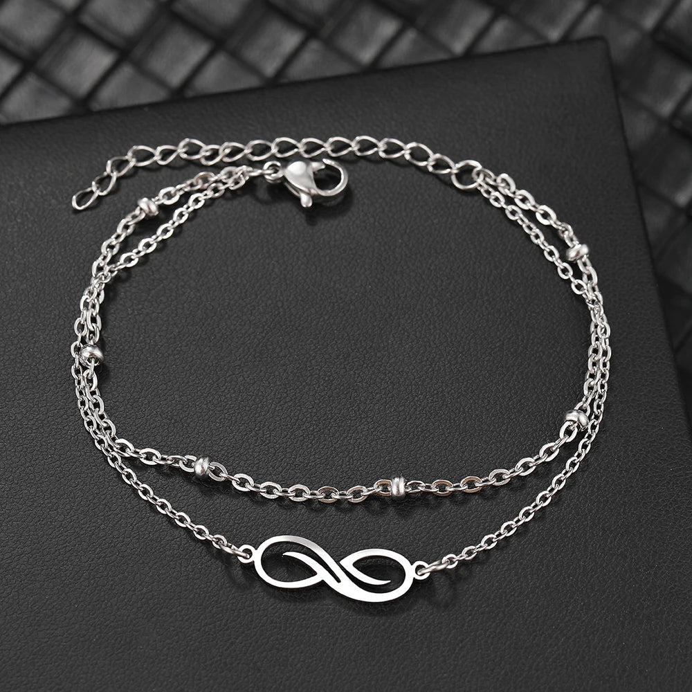 Pulsera Gourmette Infinita Doble Mujer plata