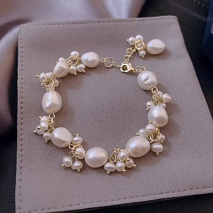 Pulsera Gourmette de Estilo Barroco en Perlas
