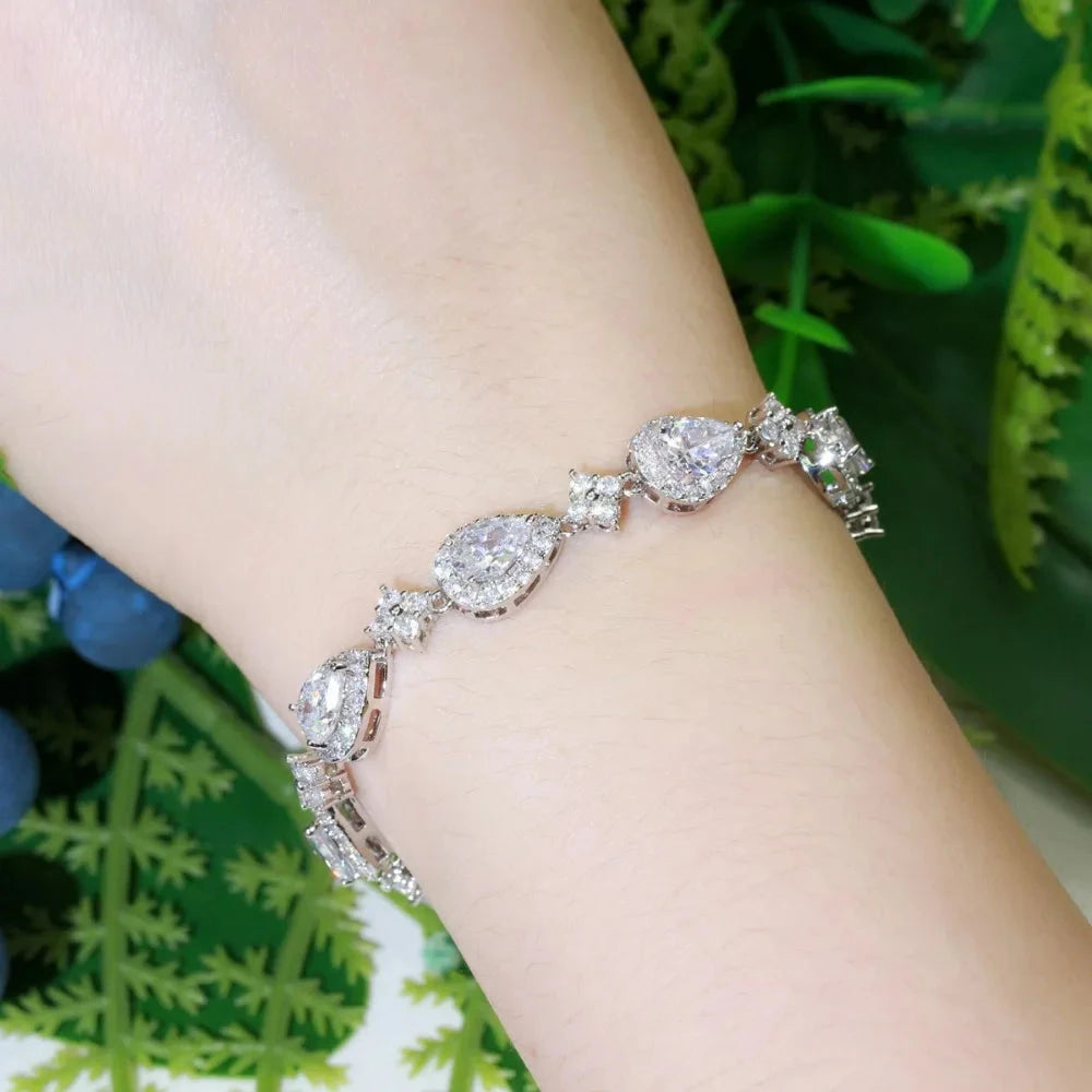 Pulsera Gota de Agua en Zirconio plata