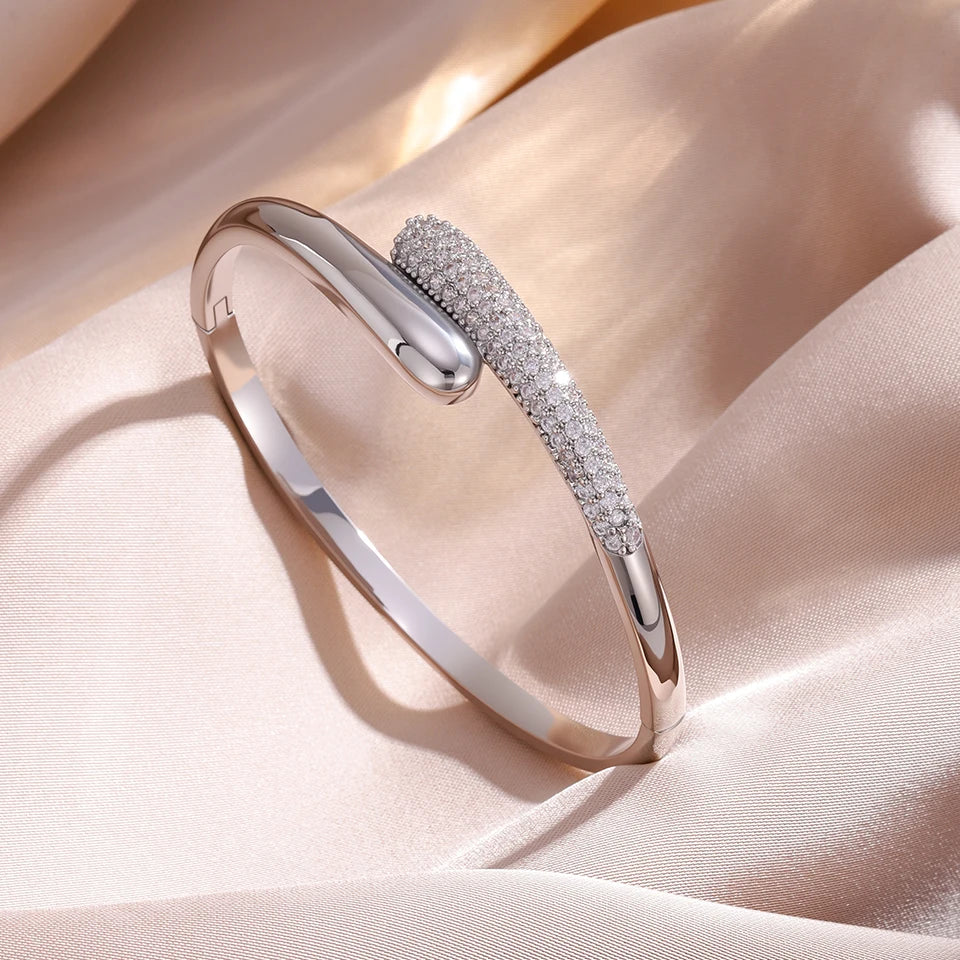 Pulsera Gota de Agua de Circonio para Mujer plata