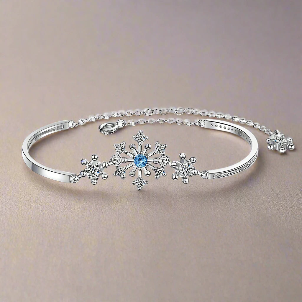 Pulsera de Invierno Copo de Nieve Cadena para Mujer Plata