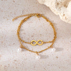Pulsera Infinita Perlas oro