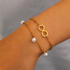Pulsera Infinita Perlas oro