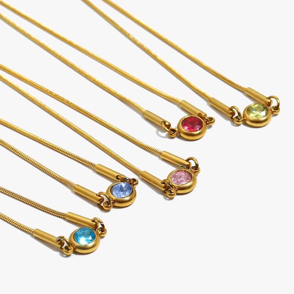 Pulsera rígida con piedra de nacimiento de color