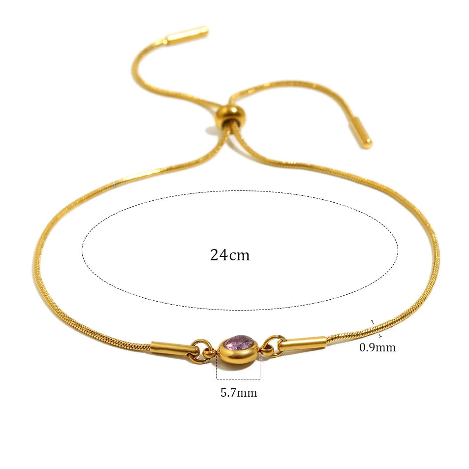 Pulsera rígida con piedra de nacimiento de color