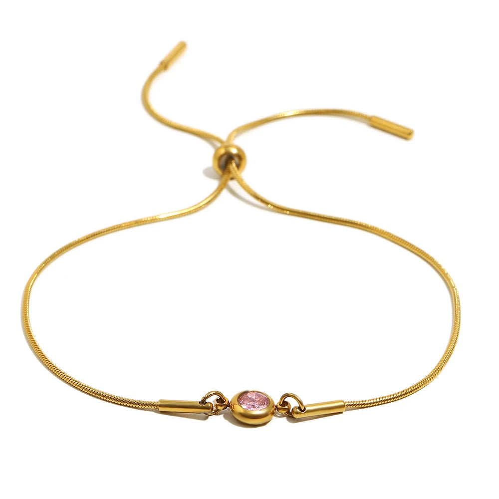 Pulsera rígida con piedra de nacimiento de color