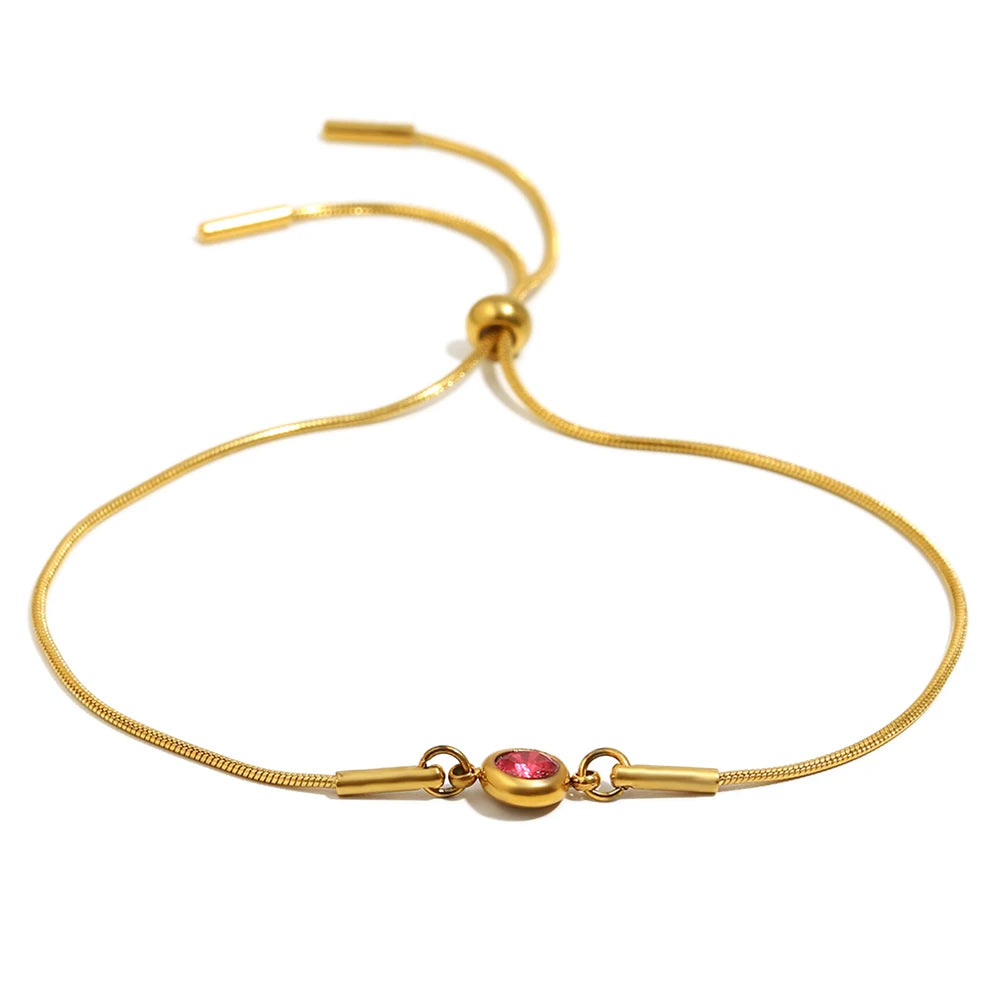 Pulsera rígida con piedra de nacimiento de color