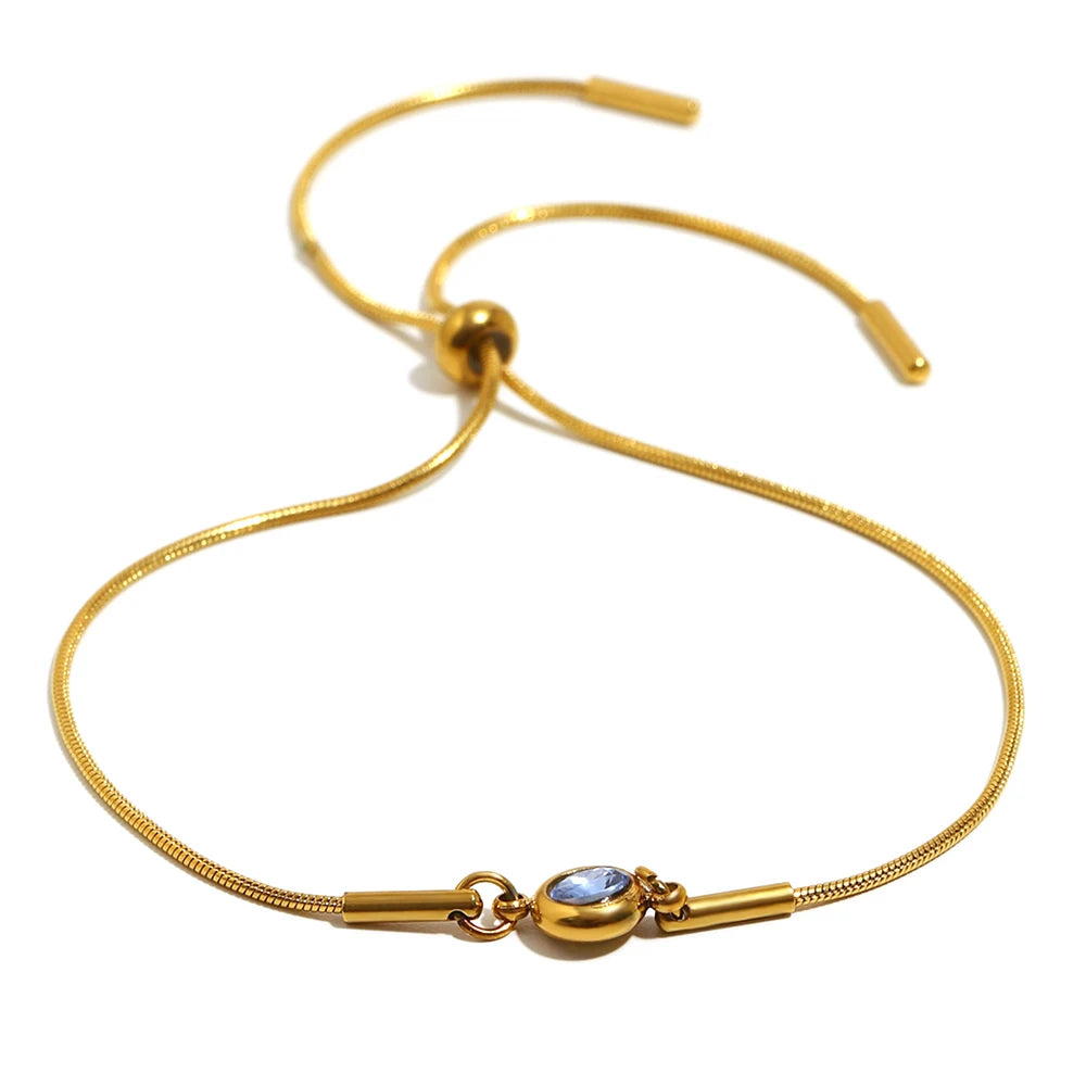 Pulsera rígida con piedra de nacimiento de color
