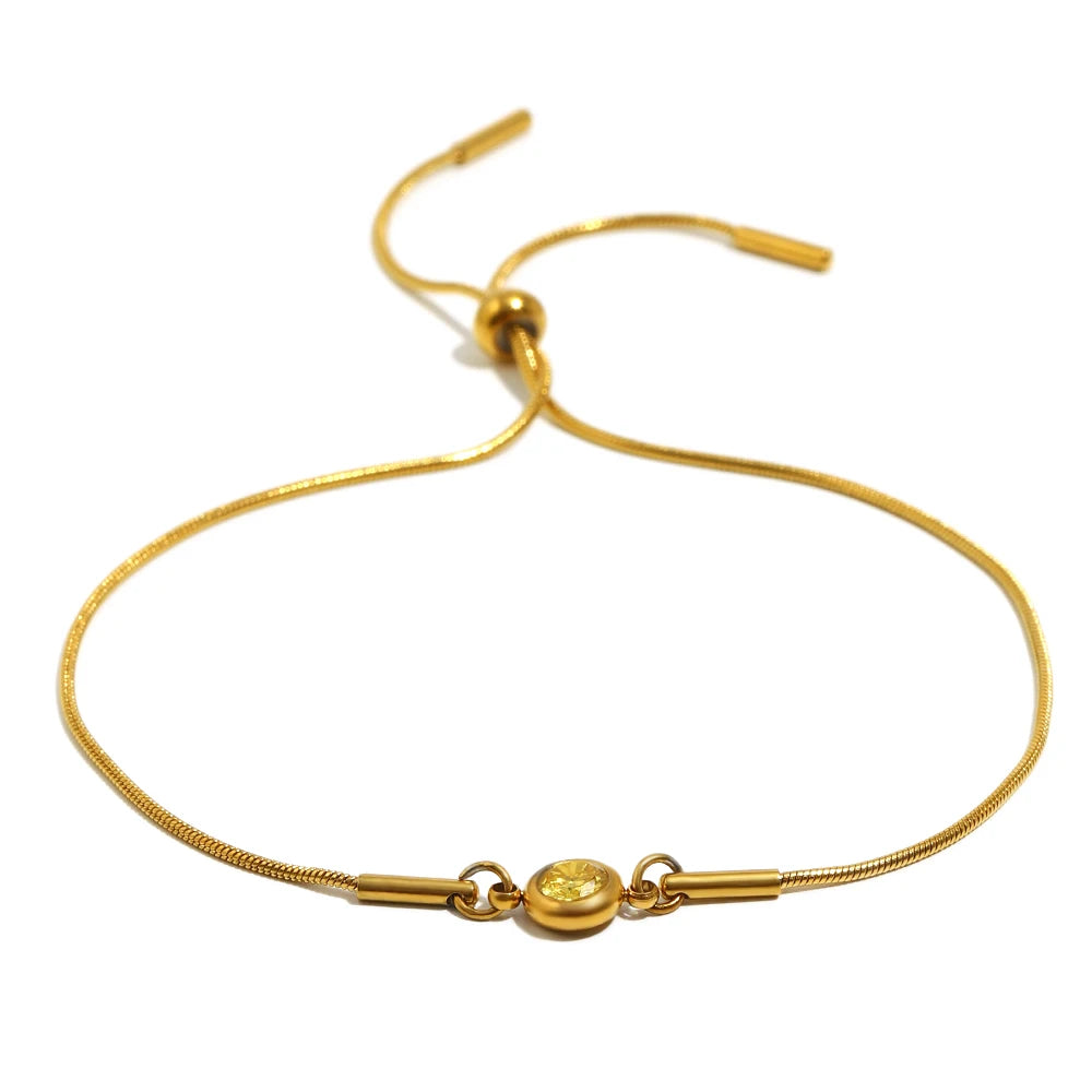 Pulsera rígida con piedra de nacimiento de color