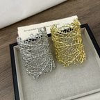 Pulsera Ancha Coral Mujer plata