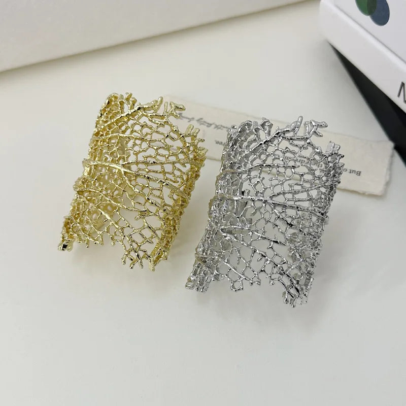 Pulsera Ancha Coral Mujer oro