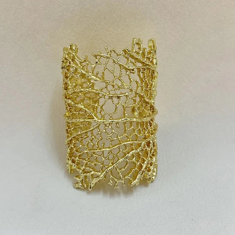 Pulsera Ancha Coral Mujer oro