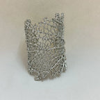 Pulsera Ancha Coral Mujer plata