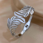 Pulsera Ancha Hoja de Palma plata