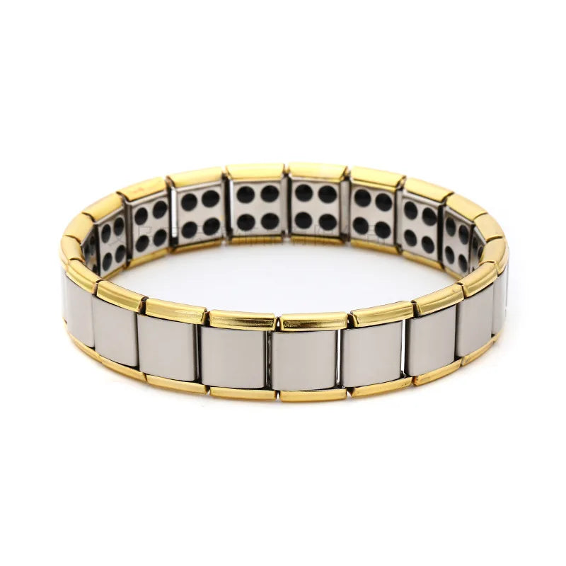 Pulsera Magnética Hombre Anti-Estrés oro y plata