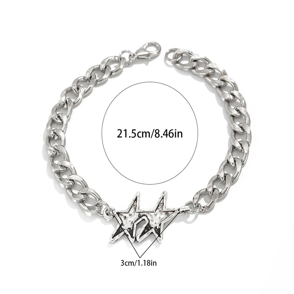 Pulsera de malla cubana con doble estrella