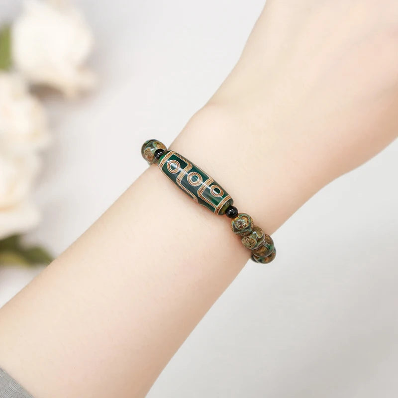 Pulsera Gourmette de Piedras de Ágata Budista